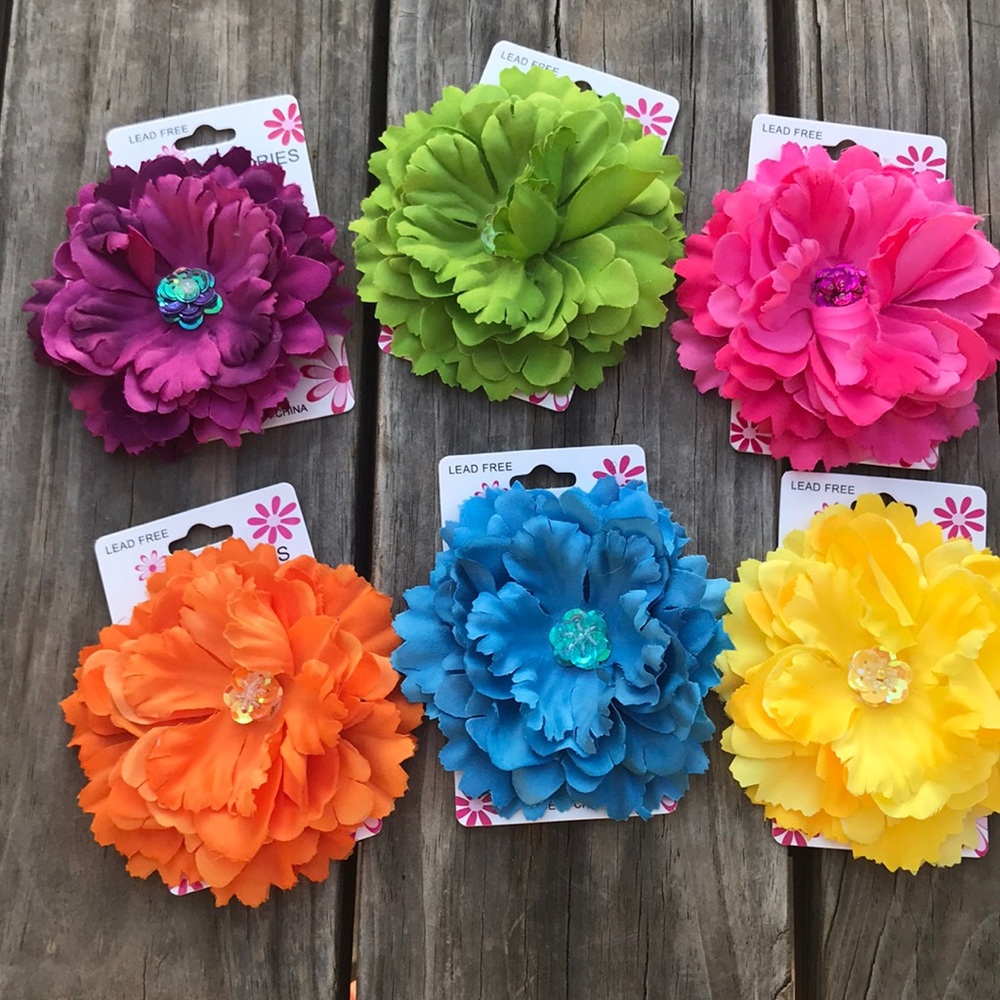 6 Flower hair clips